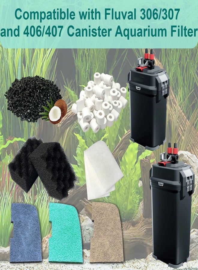 beaufan 34 PCS Aquarium Media Kit Replacement for Fluval 306/307/406/407 Canister Filters, Including Bio Sponge Filters, Activated Carbons, Ceramic Rings, Mesh Bags, Ammonia/Phosphate/ Nitrite Remover Pads - Image 2
